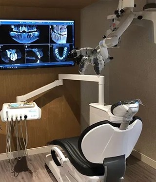 Treatment chair and television back view